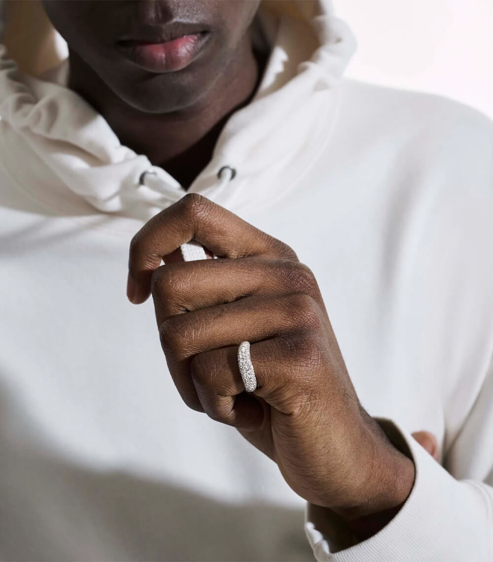 Surf Link Ring, Gold, Diamonds, Wide - Imagen 6